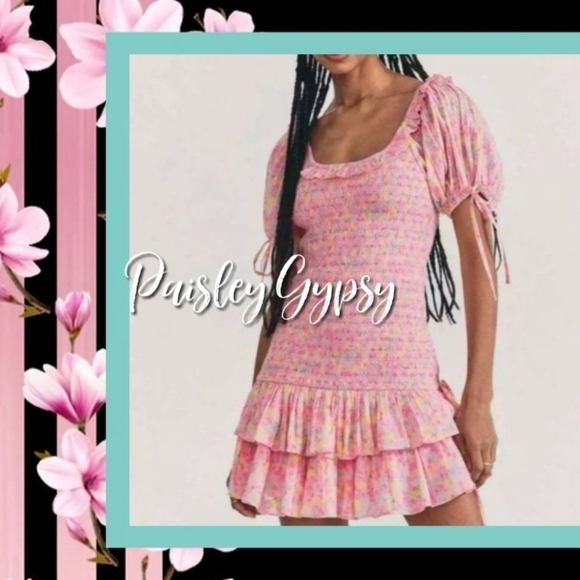 PINK LOVE SHACK STYLE BOHO DRESS - Picture 1 of 16